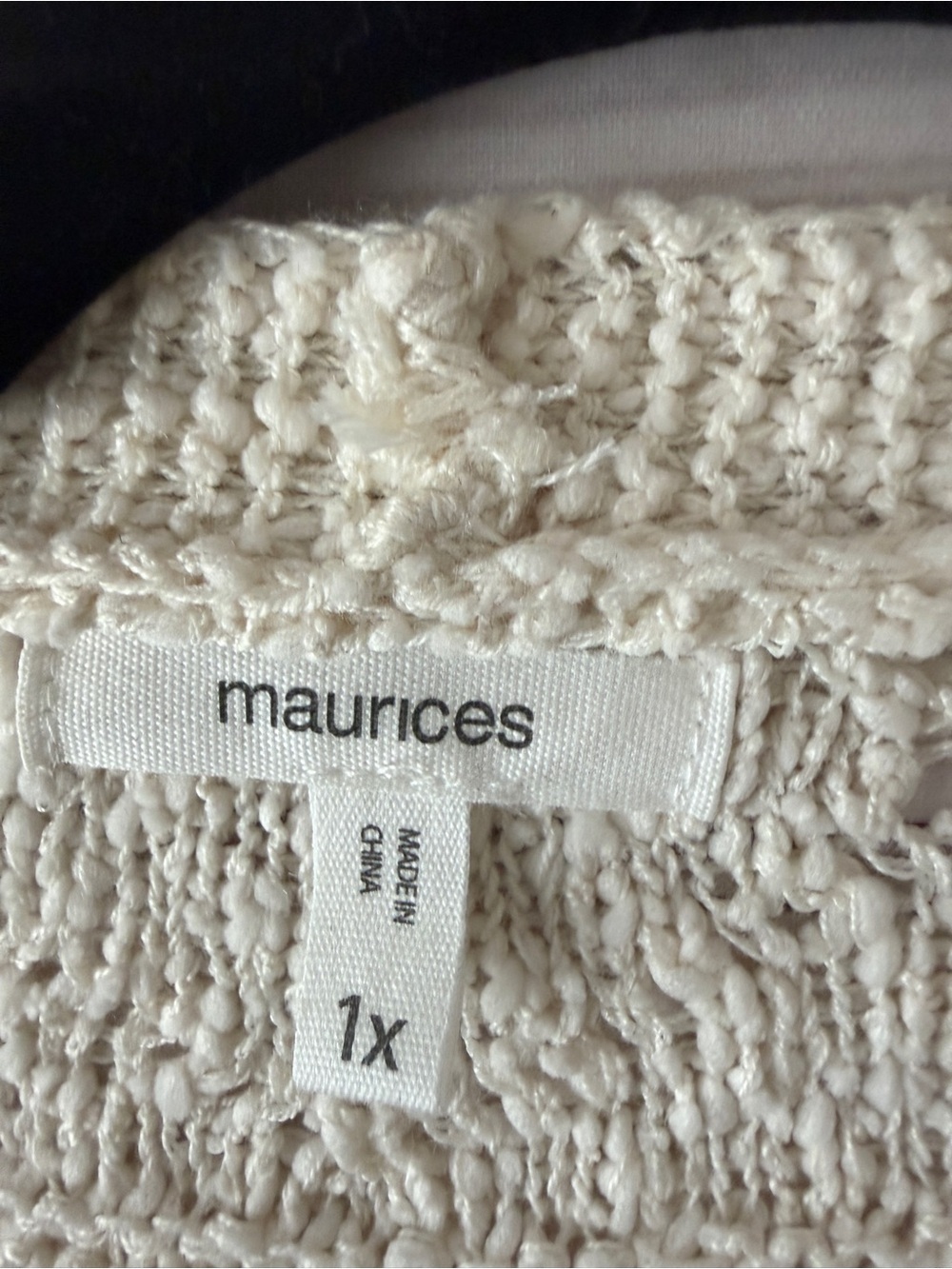 Maurices Cream Open-Front Lace Knit Cardigan Size 1X - Picture 5 of 7